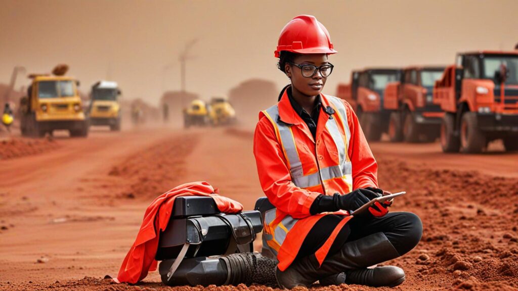 lady inspector in field
