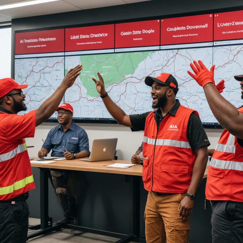 Men celebrating using ivms plus