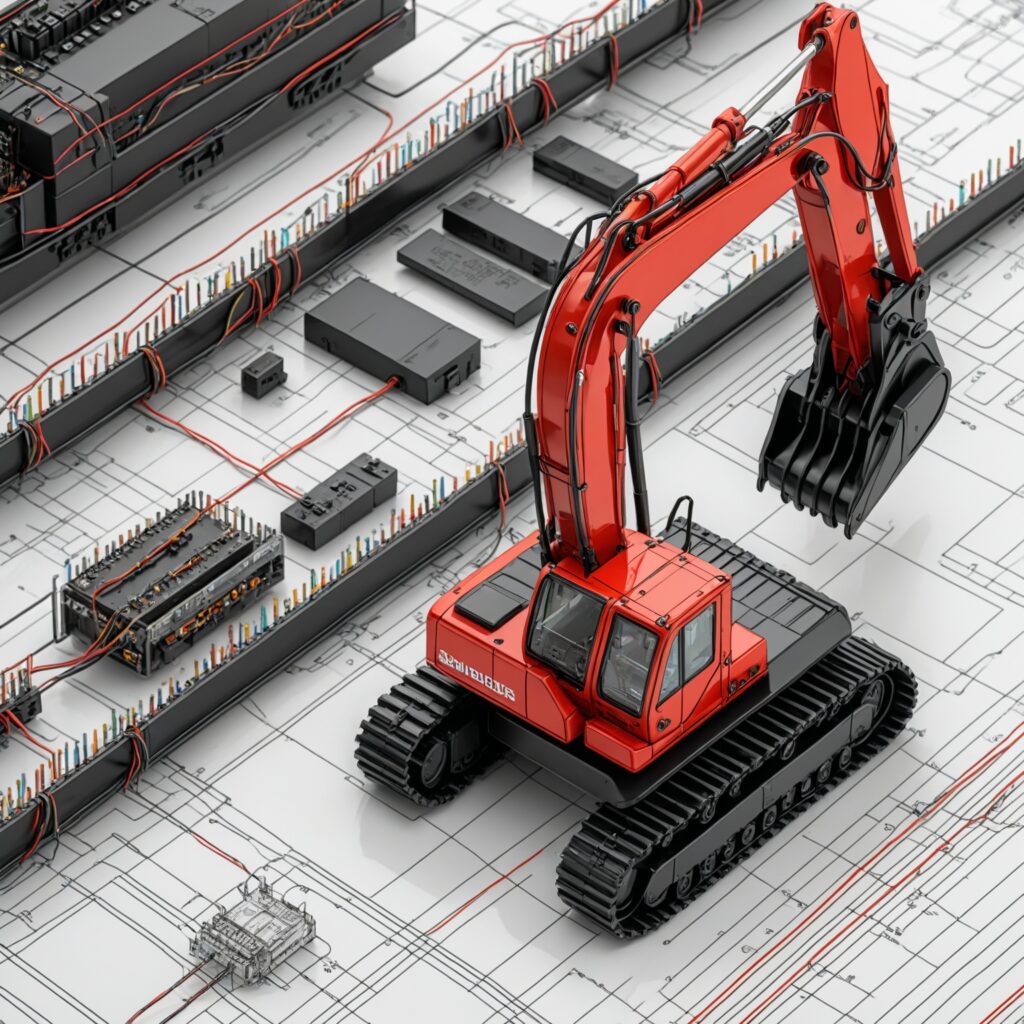 Wiring circuit of a backhoe excavator