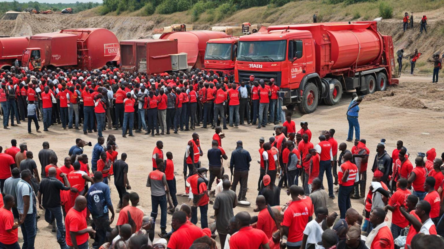 Driver meeting standing in the yard
