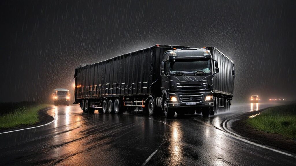 Cargo trucks in illegal offloading