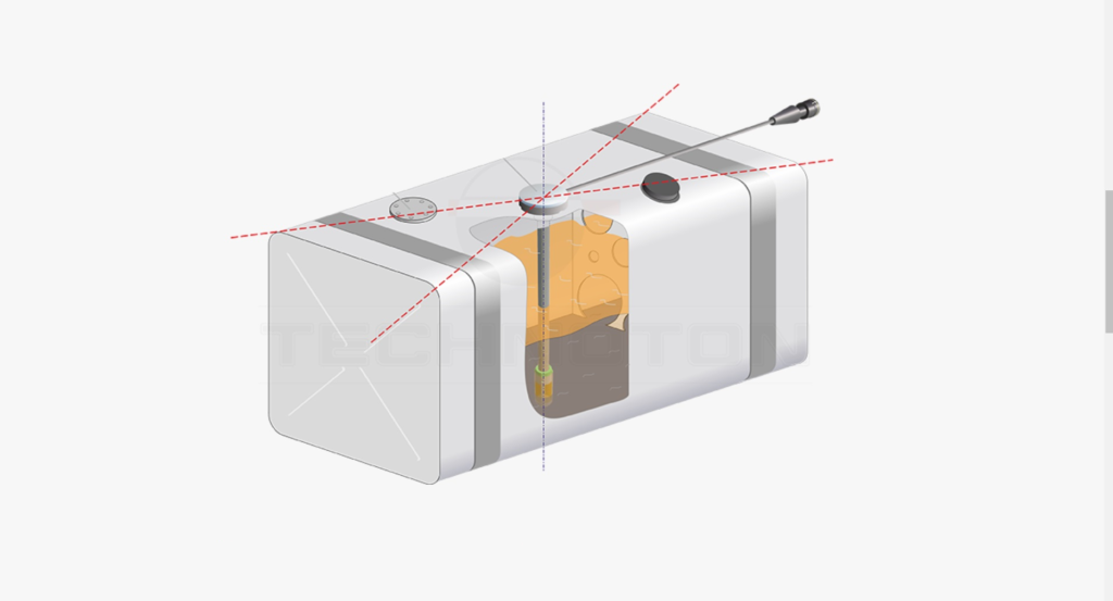 Fuel level sensor in tank.