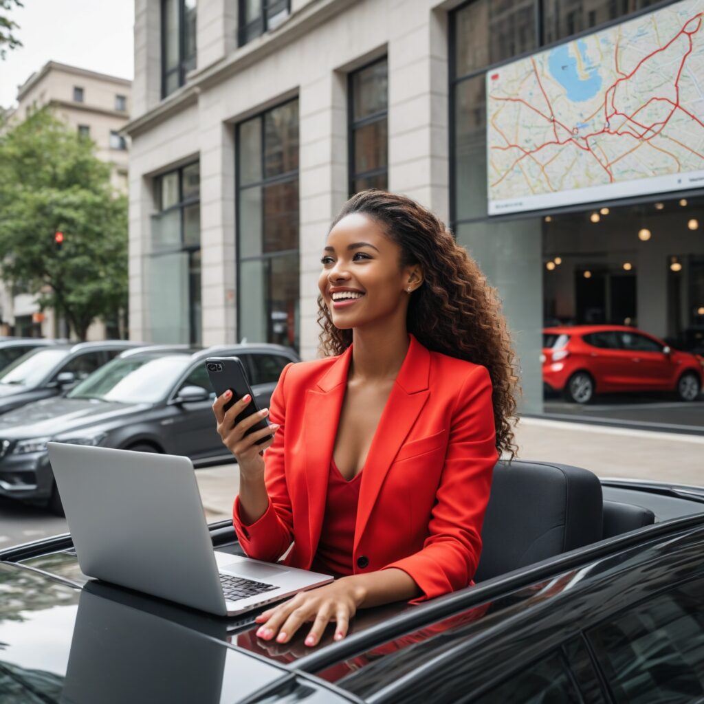 Lady using gadgets in the street
